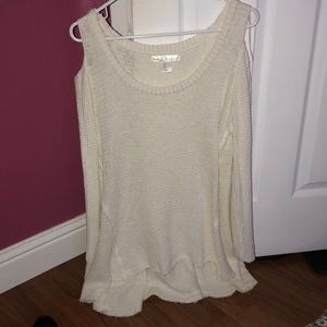 Cream open shoulder knit sweater